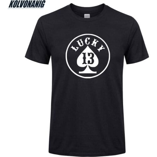 2020 Summer Men Brand Clothing Lucky Number 13 Poker Playing Cards A Printed Mens T Shirt Oversized O-neck Cotton Rock T-Shirts