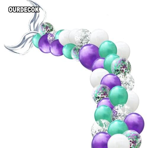 42Pcs Mermaid Balloon Arch Set Mermaid Tail Balloon Little Mermaid Party Decorations Supplies Wedding Girl Birthday Party Decor