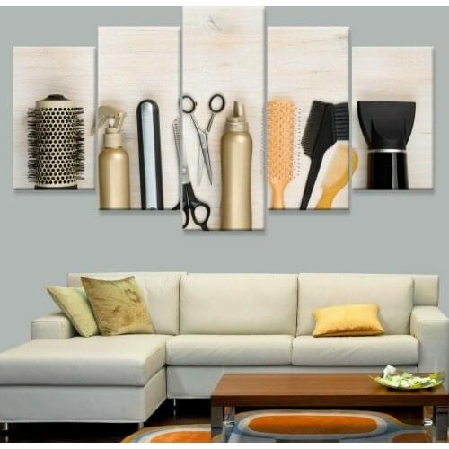 No Framed Canvas 5Pcs Hair Salon Accessories Beauty Wall Art Posters Pictures Paintings Home Decor for Living Room Decoration