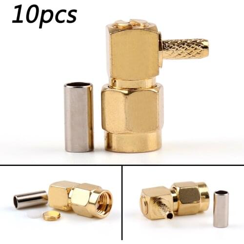 Artudatech 10Pcs Connector SMA Male Plug 90°Crimp RG174 RG316 LMR100 Cable Right Angle Jack Parts Connector