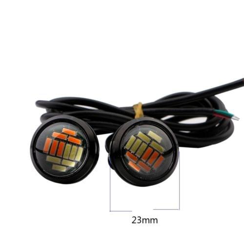 White Lights Eagle Eye Lamp Set Switchback 10~14V DC 12SMD 23mm 2pcs 4014