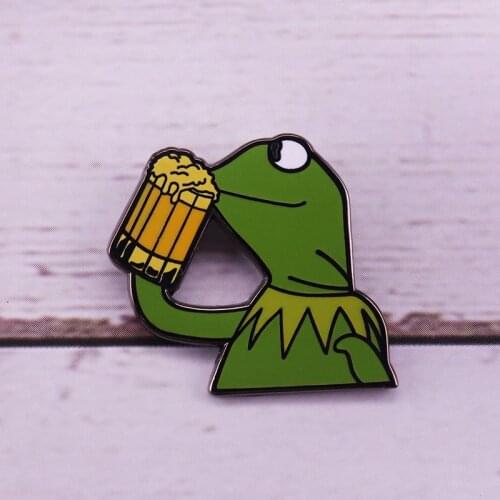 Smug Sad Pepe The Frog drink beer Pins Internet Meme Lapel Pin