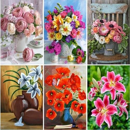 DIY Flower 5D Diamond Painting Full Square drill Diamond Embroidery Mosaic Cross Stitch Daisy Basket Rhinestones Home Decor
