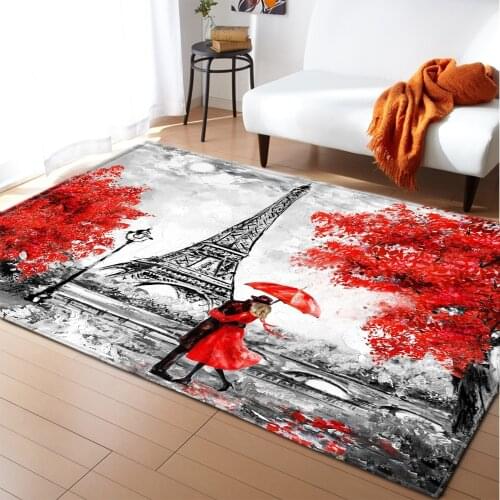 Home Living Room Area Rugs Romantic Iron Tower Bedroom Carpet Kids Play Mat Flannel Memory Foam Kitchen Bathroom Rugs Doormat