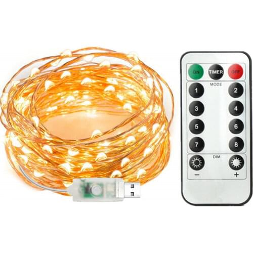 100LED 50LED 8 Modes LED String Lights USB Powered 10M 5M with Remote Control for Garden Wedding Party Home Christmas Decor