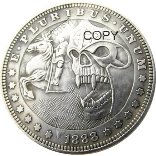HB(05)US Hobo 1888 Morgan Dollar Skull Zombie Skeleton Silver Plated Copy Coins