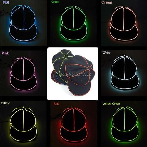 Cotton Hip Hop EL Cap 10 Colors Option Snapback Glowing Caps Dance DJ Led Light Hat For Halloween Carnival Parties