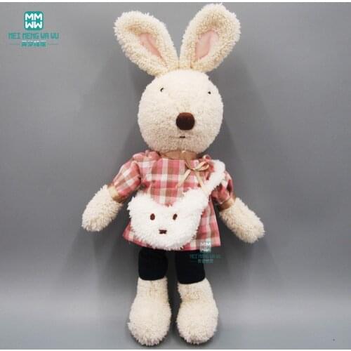 30cm-60cm Toy doll clothes fits rabbit plaid dress fur collar Play house Dolls Accessories