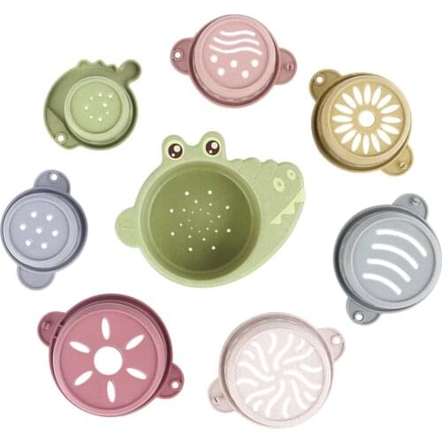 Baby Crocodile Stacking Cup Toys Early Educational Intelligence Toy Folding Tower Toys Bath Toys Animal Shapes Bathing Toys