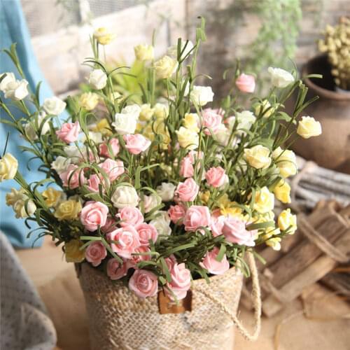 Artificial Flowers PE Fake RoseFloral Wedding Bouquet Bridal Hydrangea Decor Small Roses Wedding Party Home Decorv