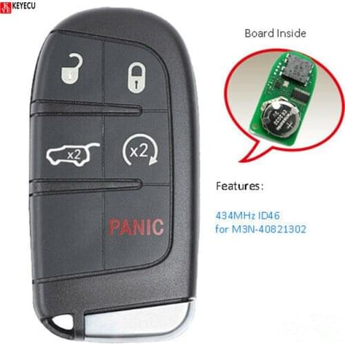 Keyecu 5 button Smart Remote Key Fob 4+1 buttons 433MHz PCF7953 chip for Fiat 500 500L 500X for Jeep Compass Renegade M3N-408213