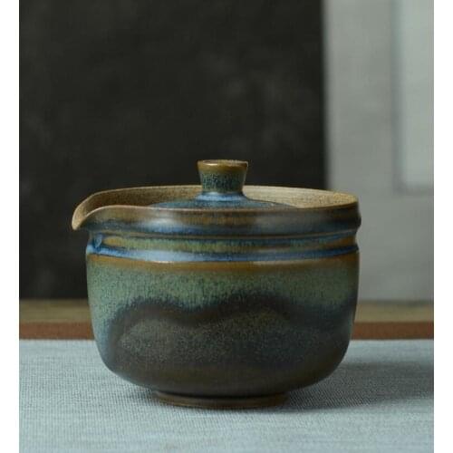 Retro Chinese Jingdezhen Lichenous Pottery Gaiwan Tea Set Hand Painted Ceramic Gaiwan Porcelain Tea Cups Saucers Kung Fu Tea Set