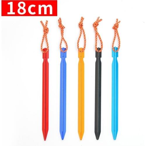 1pcs Tent Pegs 18cm Aluminum Tent Stake with Rope Outdoor Tent Nail Peg Tent Accessories Equipment Camping Accessories