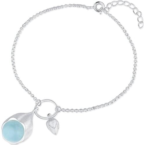 Lotus Fun Real 925 Sterling Silver Natural Stone Handmade Designer Fine Jewelry Elegant Lotus Buds Bracelets Earrings for Women