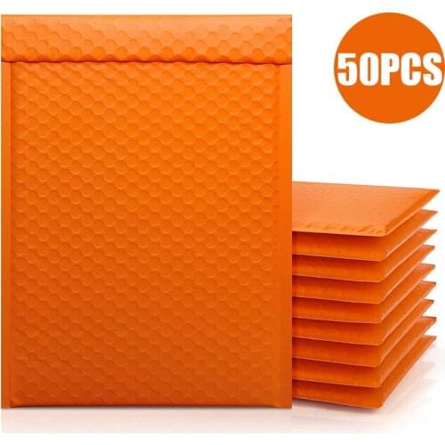 Mailer Poly 50PCS Orange Pearl Envelope Bag For Bubble Envelope Mailer Office Packaging Padded Envelopes For Self Bag Gift Store