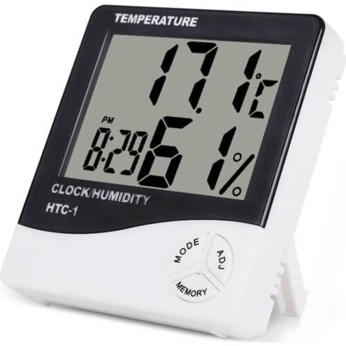 LCD Electronic Digital Temperature Humidity Meter Indoor Outdoor Thermometer Hygrometer Weather Station Clock