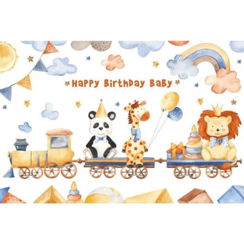 Cute Animals Happy Birthday Baby Shower Backdrop Party Room Decor Photo Booth Studio Prop