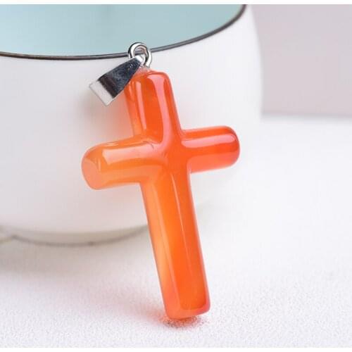Fashion Simple Natural Crystal Cross Pendant Necklace Jesus Cross Pendant Necklace Jewelry Increase charm Hanging Ornament Gift