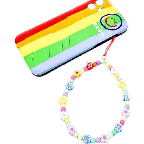 Fashion Trendy Colorful Acrylic Beads Mobile Phone Chain For Women Girls Cellphone Strap Anti-lost Lanyard Hanging Cord Jewelry