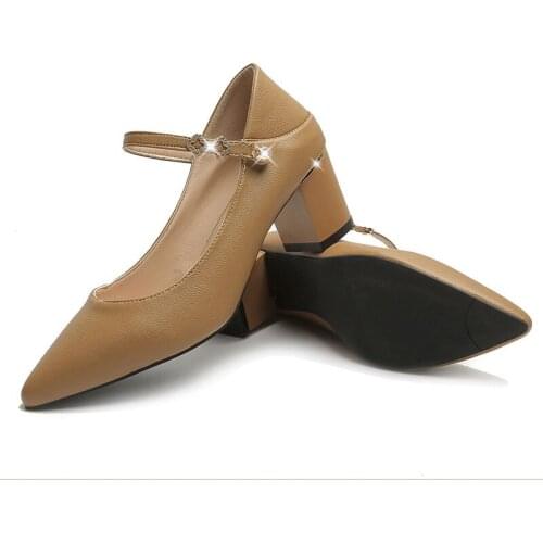 Fashion Pointed Toe Wedding Party Square Heel String Bead 2019 Spring Autumn Women Pumps Sexy buckles High Heels Shoes U14-43