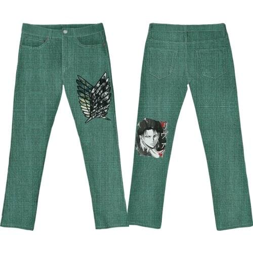 Anime Attack On Tian Men Women Fashion Summer Spring Student Printed Jeans Pants