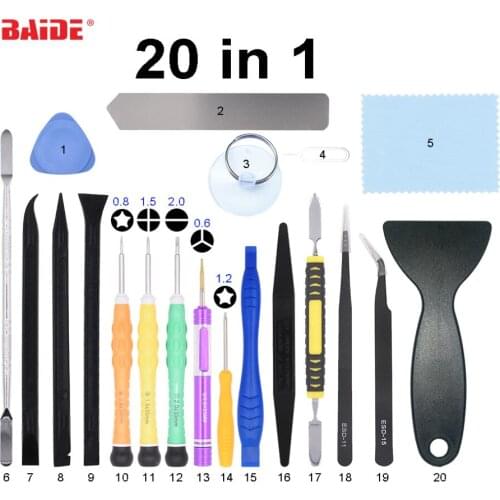 20 Piece Set Opening Replace Set 20 in 1 Mobile Phone Screwdriver Tools Kit For Tablet PC iPhone Repair All In One 100set/lot