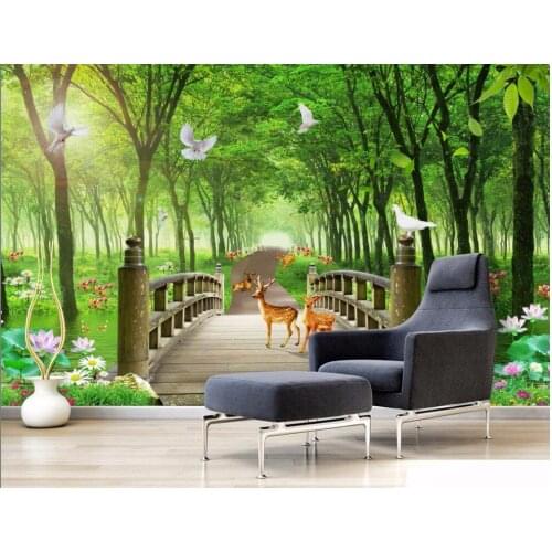 Custom photo 3d wallpaper on the wall Simple green tree forest landscape Home decor 3d wall murals wallpaper for living room