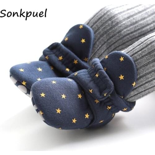 2021 Newborn Baby Socks Shoes Boy Girl Toddler First Walkers Booties Cotton Soft Anti-slip Warm Infant Crib Shoes