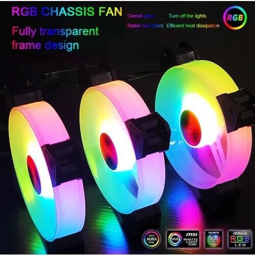 COOLMOON Circular RGB Fan 6pin 12cm Computer Case Cooling Fan Color Changing Silent Fan PC Computer Cooler Cooling Case Fans