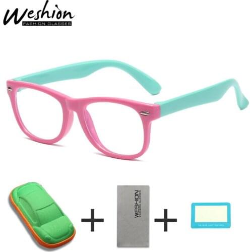 New Baby Boys Glasses Frame Kids Girls Safe Silicone Eyewear Fashion Anti Blue Light Computer Eyewear 1-4 UV400 With Box Cloth