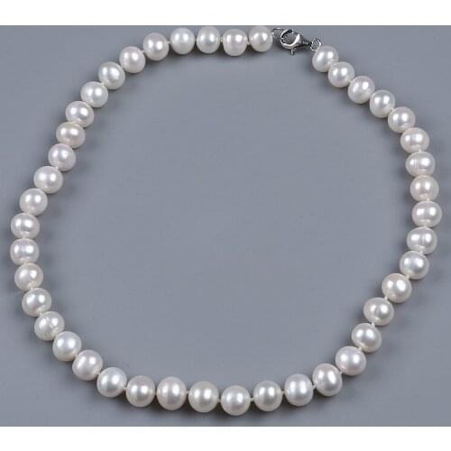 Natural Freshwater White 8-10mm Near Round Pearl Necklace Fashion Jewelry Necklace