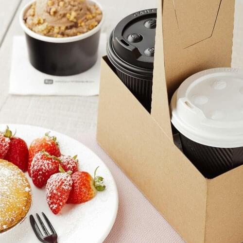 Free Shipping - 10/Pack Parties Catering Supplies,Drink Coffee Take Out Carriers Duo Seats Paper Kraft Cup With Holder Handles