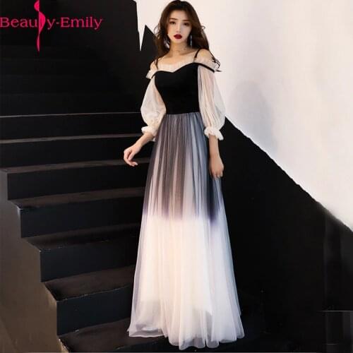 Real Photo Elegant V Neck Long Lantern Sleeve Evening Dresses 2020 New Arrival Gradient Lace Up Back Formal Party Dress