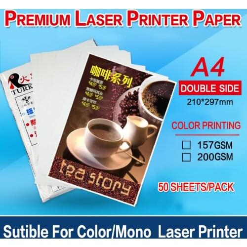50sheets A4 Semi Glossy double side menu printing thick paper 157g or 200g for mono laser printer/color laser printer