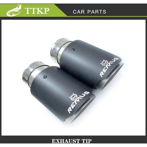 REMUS Car Matt Carbon Fiber Muffler Tip Exhaust System Pipe Mufflers Nozzle Universal Straight Stainless Exhaust Pipe