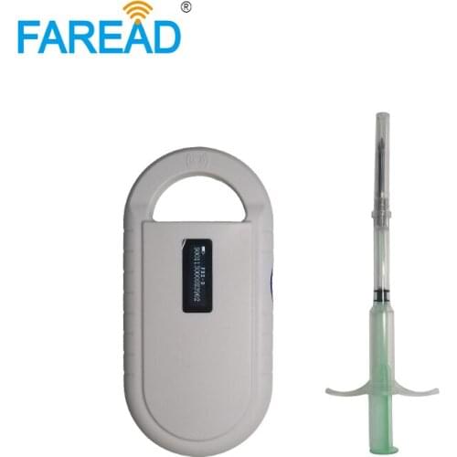 RFID animal x100pcs 2.12*12mm ISO Microchip for pets dog vets Injector + x1pc 134.2KHz chip reader for animals