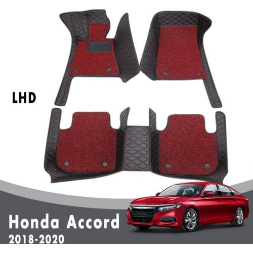 Luxury Double Layer Wire Loop Car Floor Mats Carpets For Honda Accord 2020 2019 2018 Auto Interior Accessories Leather Styling