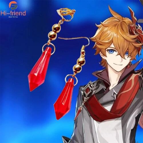 Genshin Impact Tartaglia Earrings Cosplay Anime Figure Genshin Childe Earring Fashion Jewelry Gift Accessories