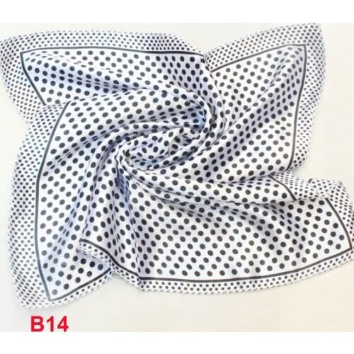 Silk scarf square scarfs silk scarfs Foulard Luxury NeckerChief 50CM designer black with white dots B014