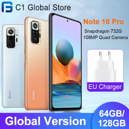 Global Version Xiaomi Redmi Note 10 Pro Smartphone 64GB/128GB Snapdragon 732G Octa Core 108MP Quad Camera 5020mAh Battery