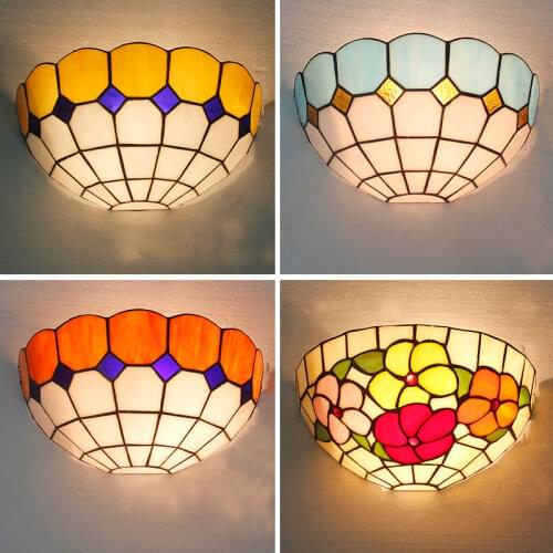 Mediterranean Tiffany Stained Glass Wall Lamp for Living Room Retro Sconce Wall Light Fixtures Bedroom Lamp Bar Stair Home Decor