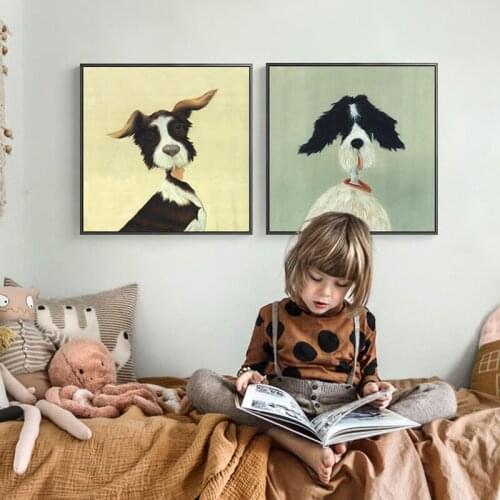 Cute Cartoon Puppy Pet Dog Canvas Painting Poster Print Wall Art Pictures For Kids Room Nursery Interesante Decoracion Infantil