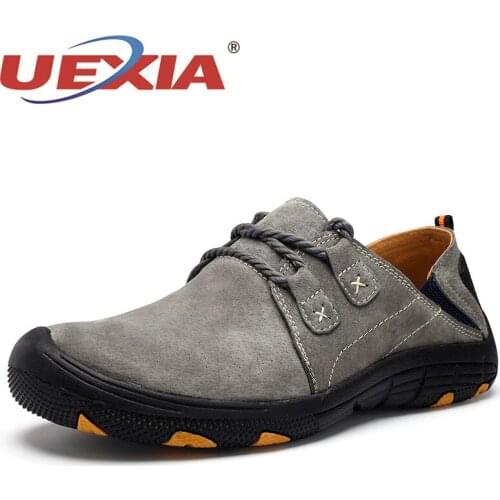 UEXIA Handmade Suede Leather Casual Shoes Men Loafers Men Shoes Breathable Non-slip Outdoor Training Walking Zapatos Sneakers