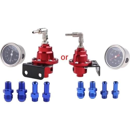 Universal Adjustable Aluminum Fuel Pressure Regulator With Gauge Kit 7 color Dropshipping