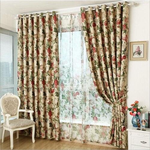 Floral Print Blackout Curtain for Living Room Wedding Pastoral Rural Cotton Linen New Home Decor Cortinas De Sala zh444C