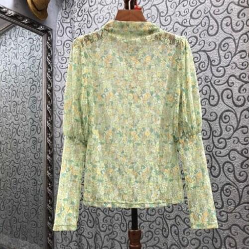 High Quality Lace Blouse 2021 Autumn Winter Fashion Tops Women Sweet Floral Print Long Sleeve Elegant Lace Tops Blouse Female