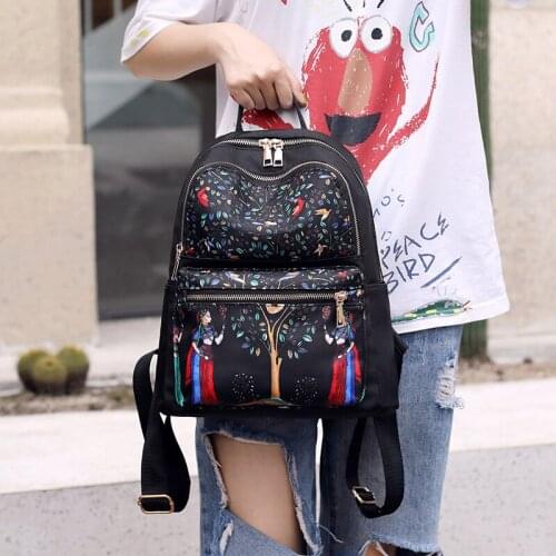National style flower pattern female minimalist 2021 new fashion small backpack Oxford canvas bag backpack