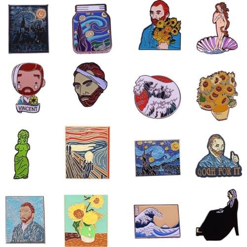 Art Figures Hard Enamel Pins Collect Creativity Van Gogh Metal Cartoon Brooch Backpack Collar Lapel Badges Fashion Jewelry Gift