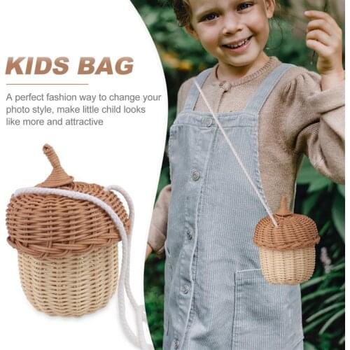 1Pc Mini Pouch Storage Bag Pinecone Shaped Bag Woven Bag Kids Cross Body Pouch Lovely Purse Rattan Basket For Kids Children