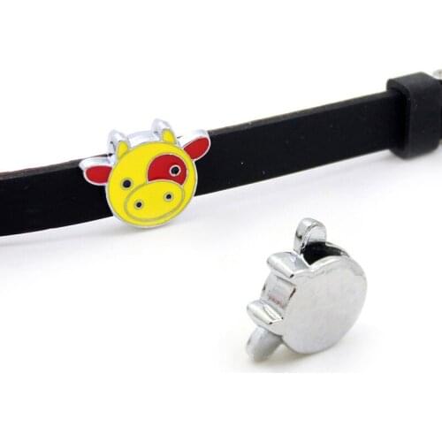 10pcs/lot Internal Dia 8mm Cow Slide Charm DIY Accessories fit 8mm wide belt pet collar